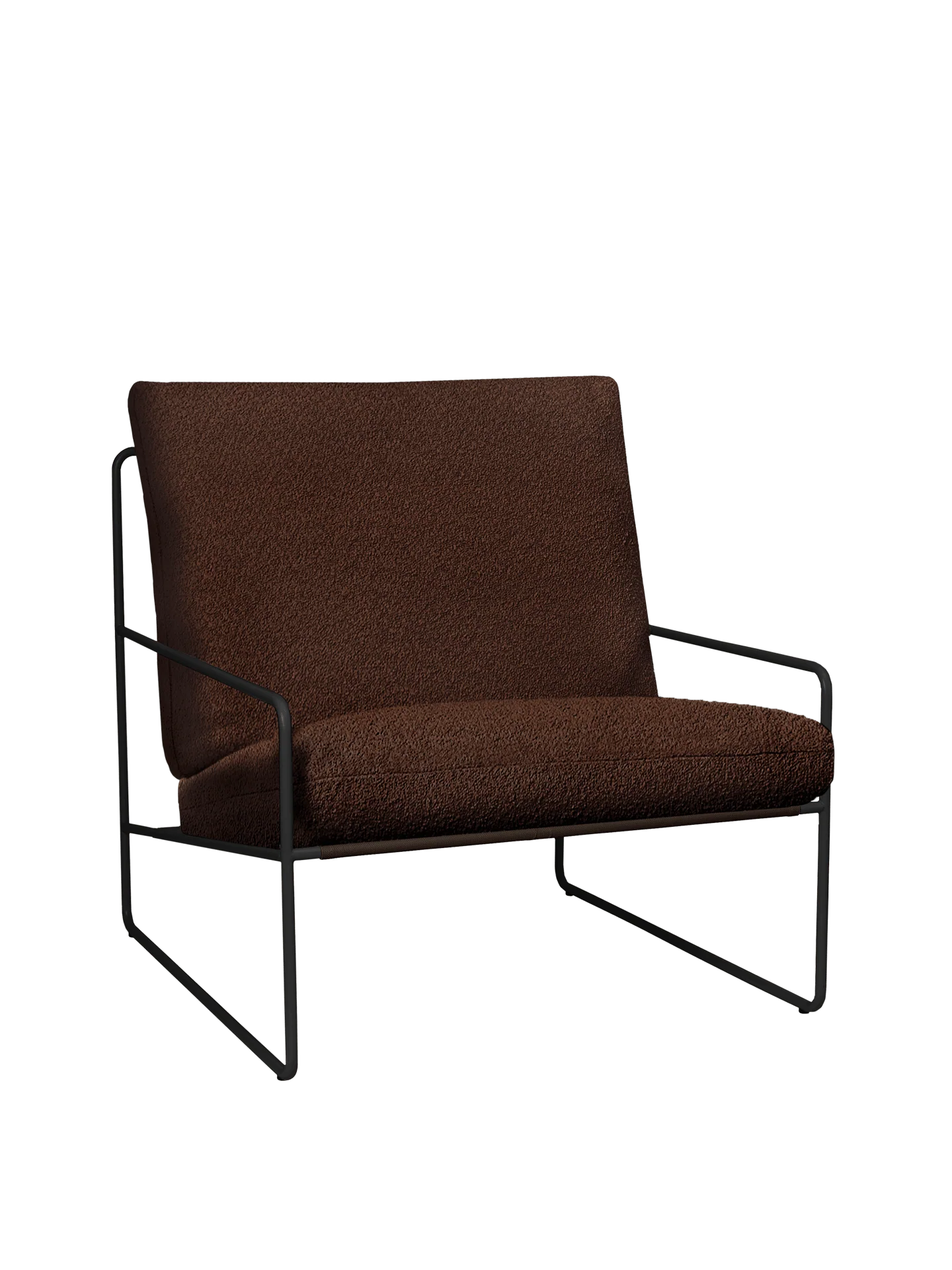 Desert 1-seater - Black - Pure Bouclé - Chestnut