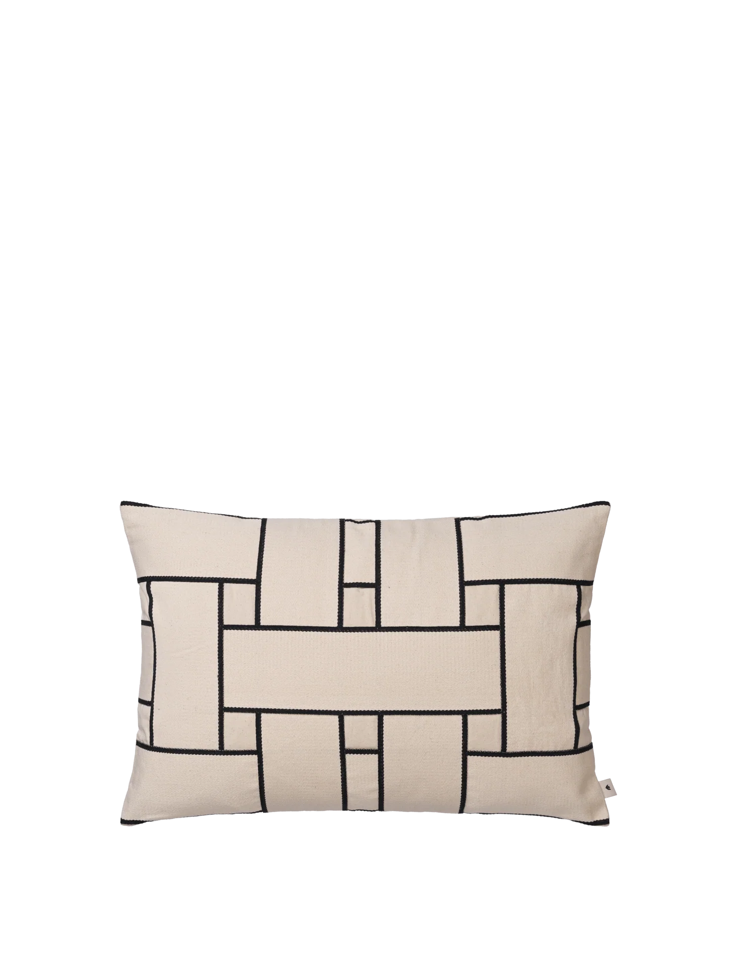 Lattice Offset Cushion - Rectangular - Off-White/Black