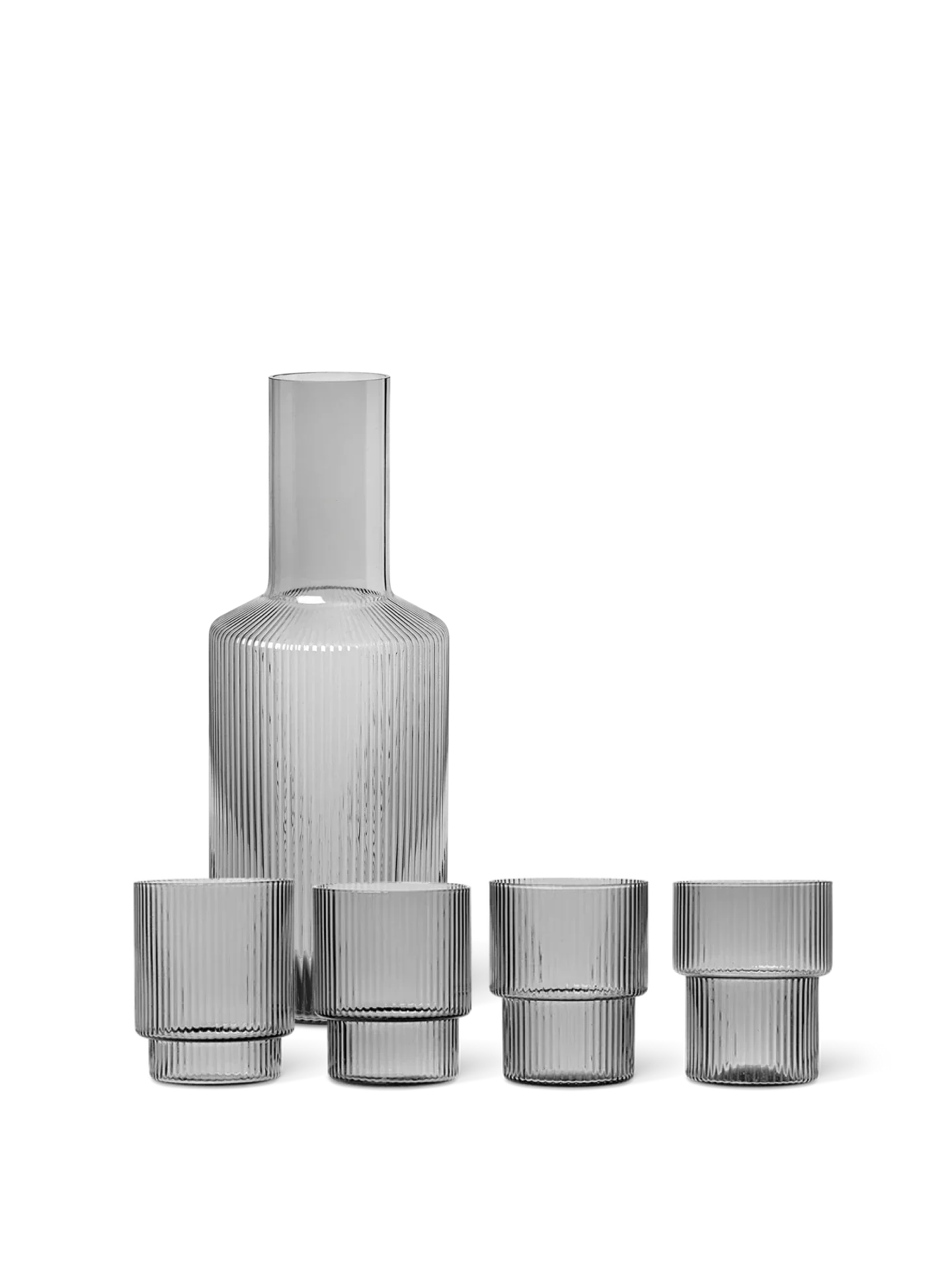 Ripple Glasses - Set of 4 & Carafe Gift Set - Smoked Grey